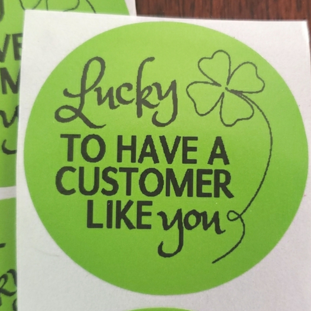 3/$15 THANK YOU STICKERS Green Large Round 2 Inch St. Patrick's Day Set of 50
